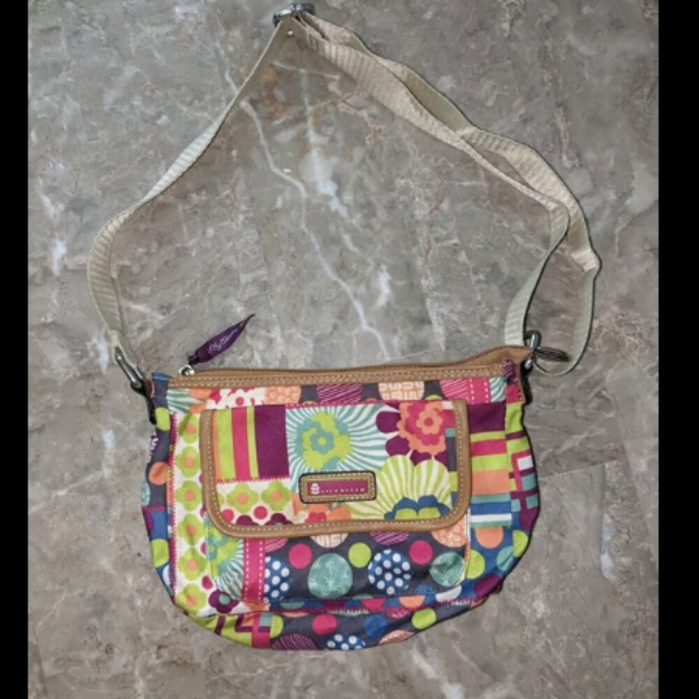 LILY BLOOM FLORAL MULTICOLORED SHOULDER CROSSBODY PURSE - PREOWNED